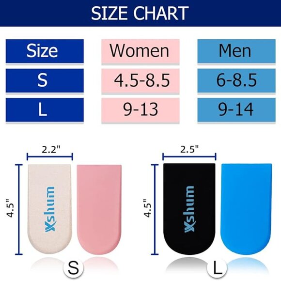 Adjustable Gel Orthopedic 1/2 Inch Heel Lift Inserts - Blue/Black, NWT! - Picture 6 of 9